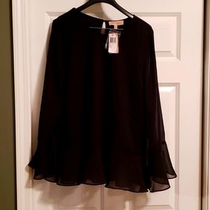 Philosophy Blouse Black Long Sleeve. Sz Large. NWT